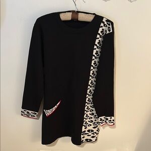 Stylish Black and White animal Patterned Sweater /Dress